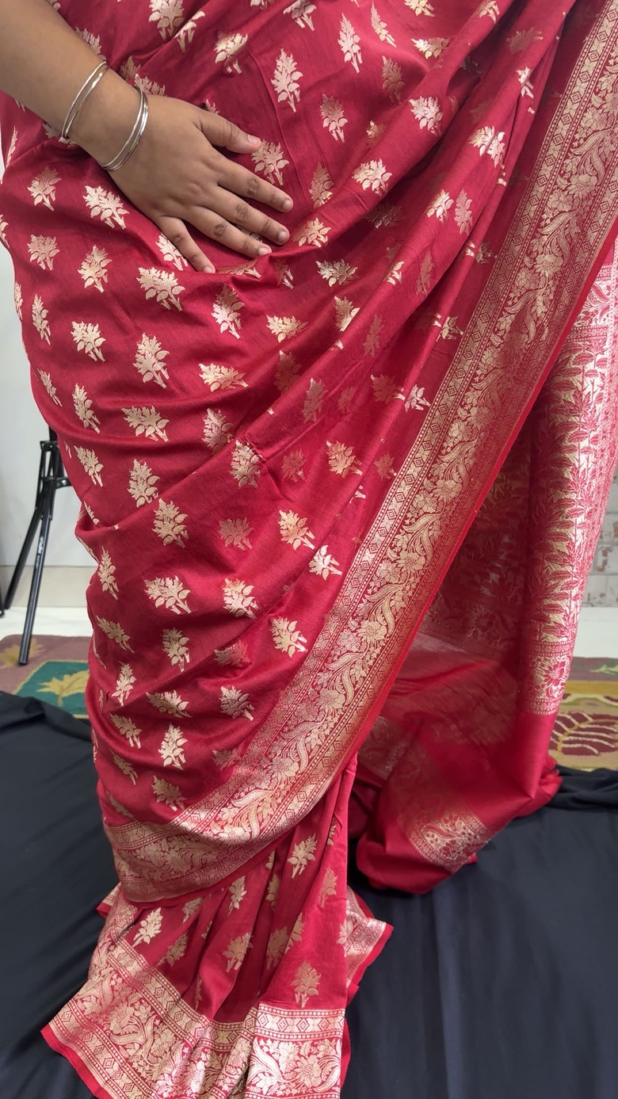 Red Pure Moonga Silk Saree