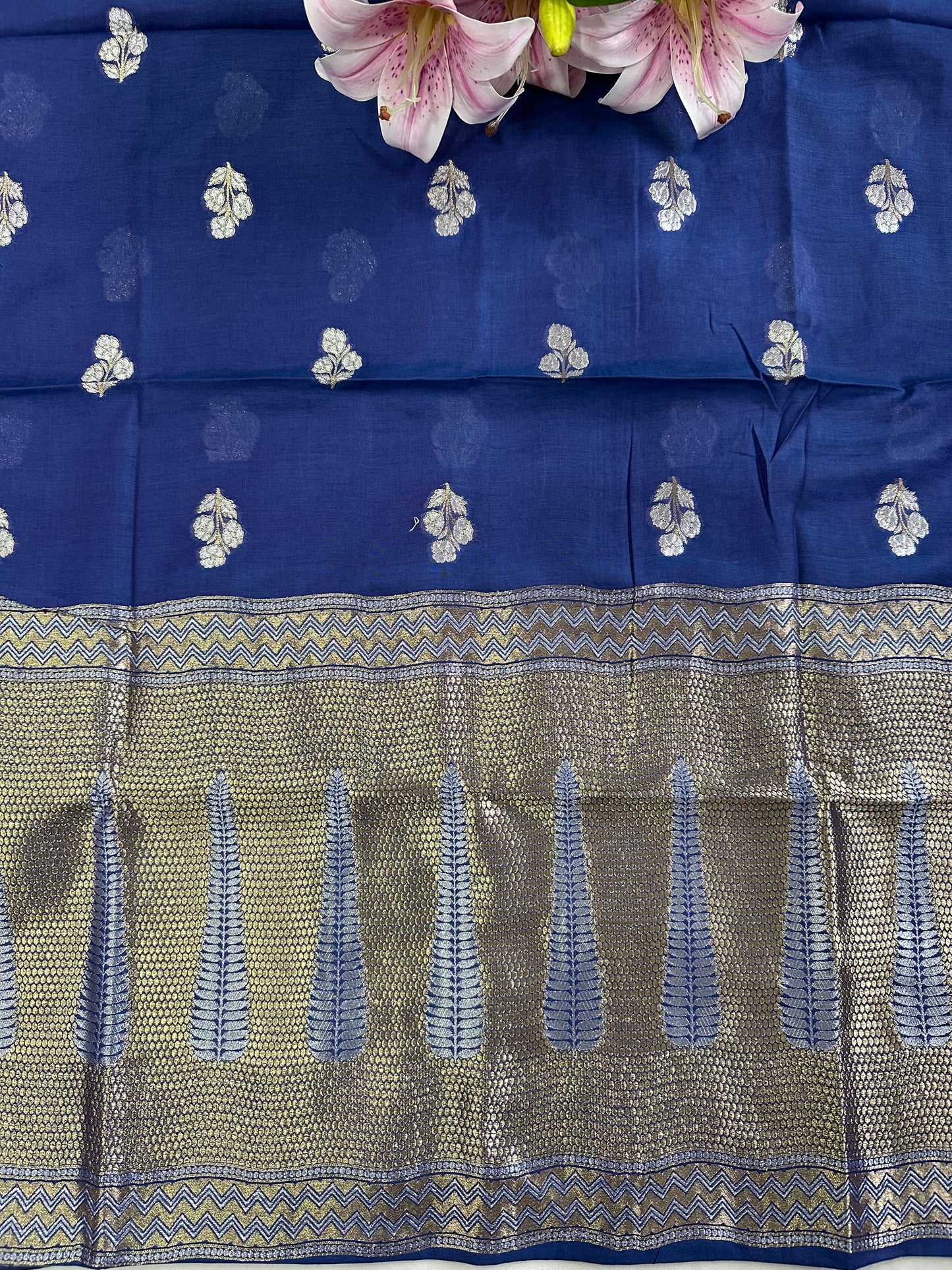 Premium Blue Banarasi Cotton Suit Set
