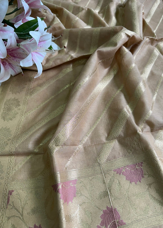 Blush Gold Banarasi Dupatta with Gold Zari