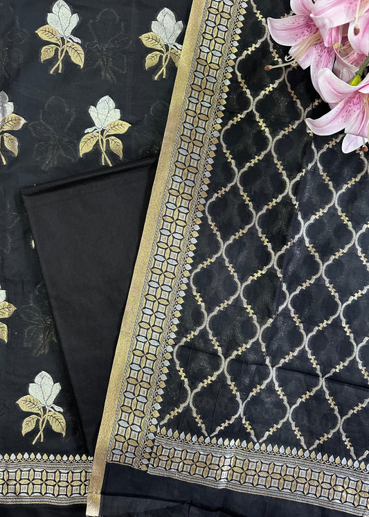 Black Premium Banarasi Cotton Suit Set