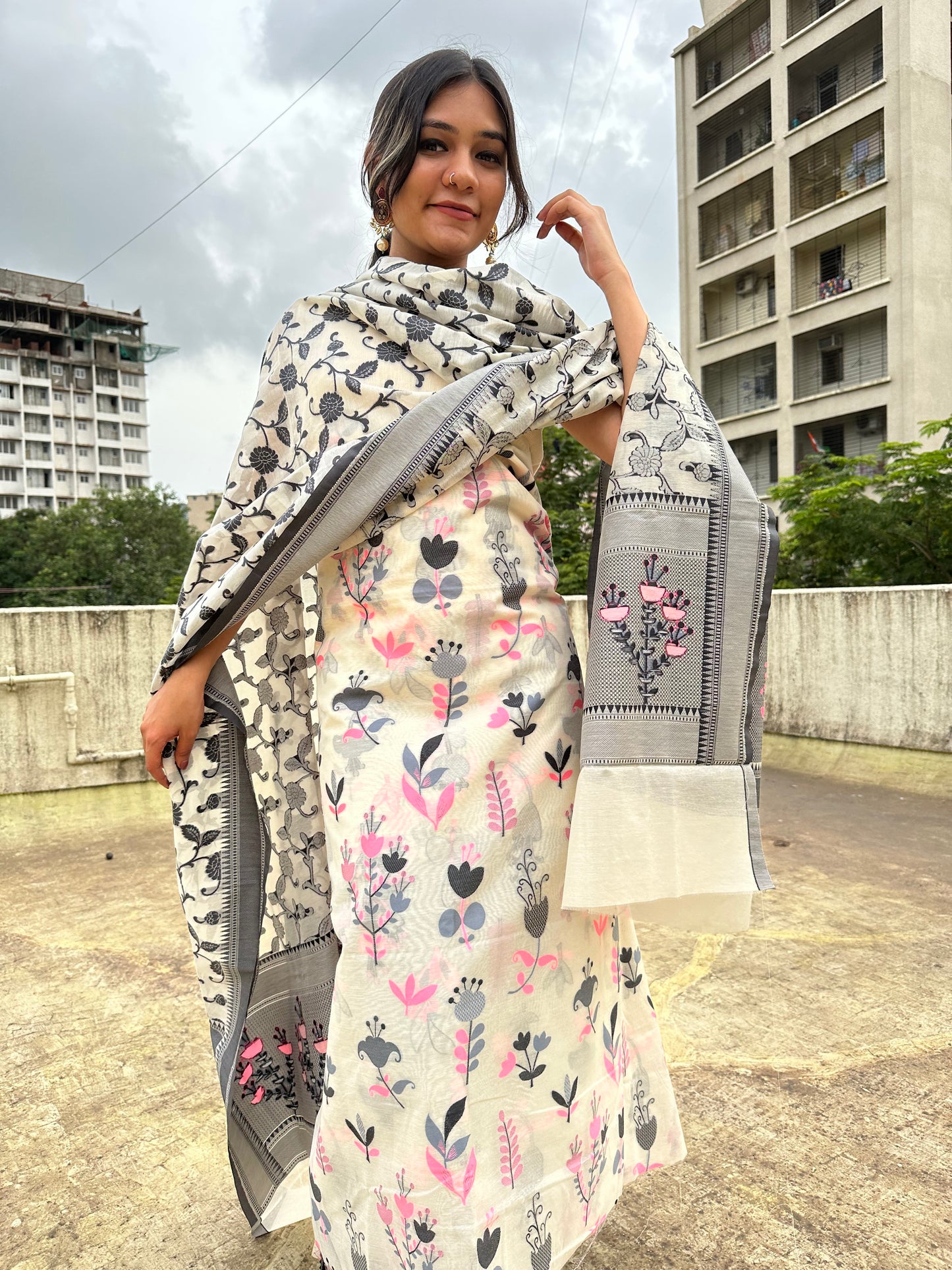 White Banarasi Suit Set