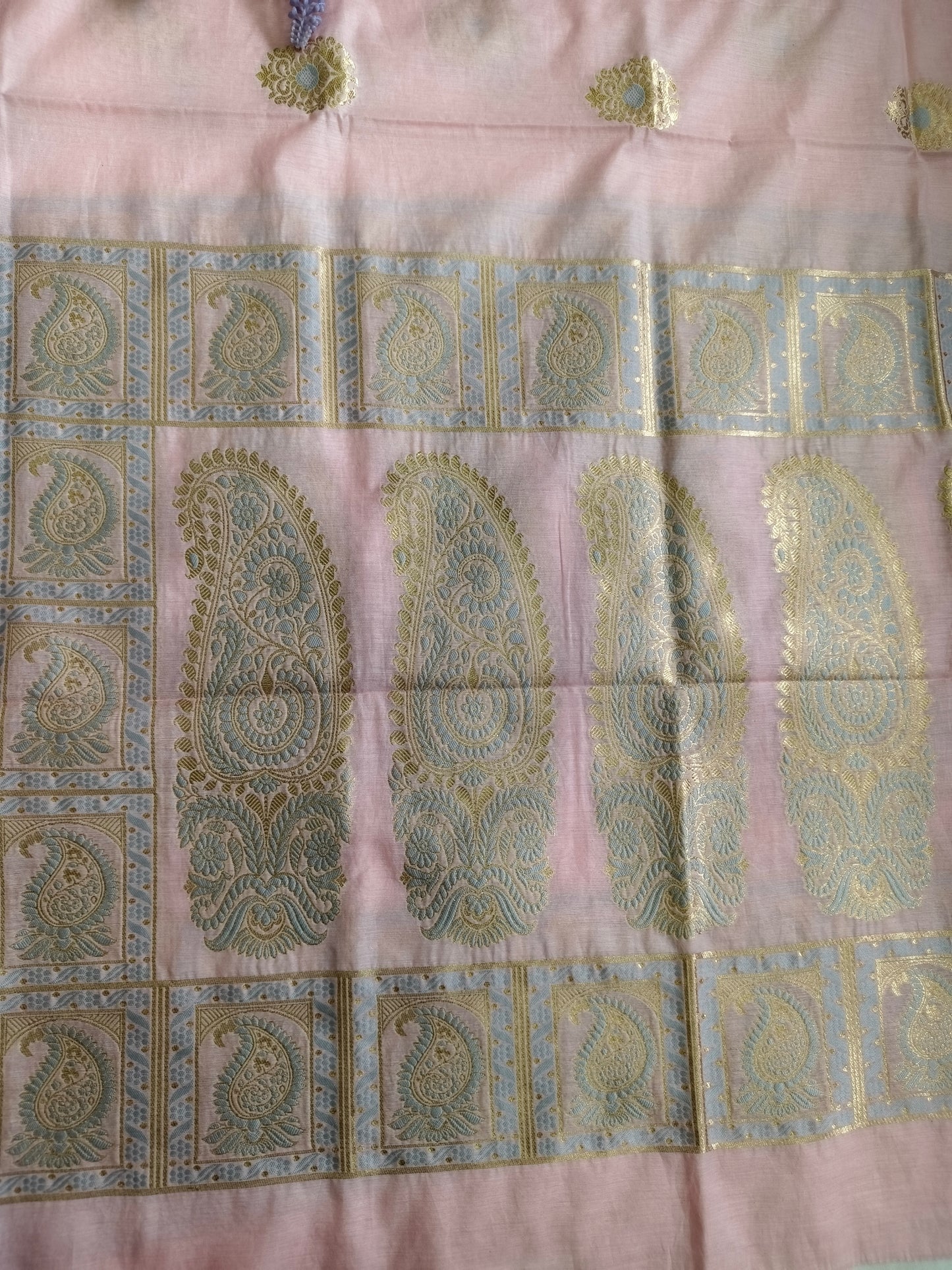 Pink Banarasi Pure Cotton Suit Set