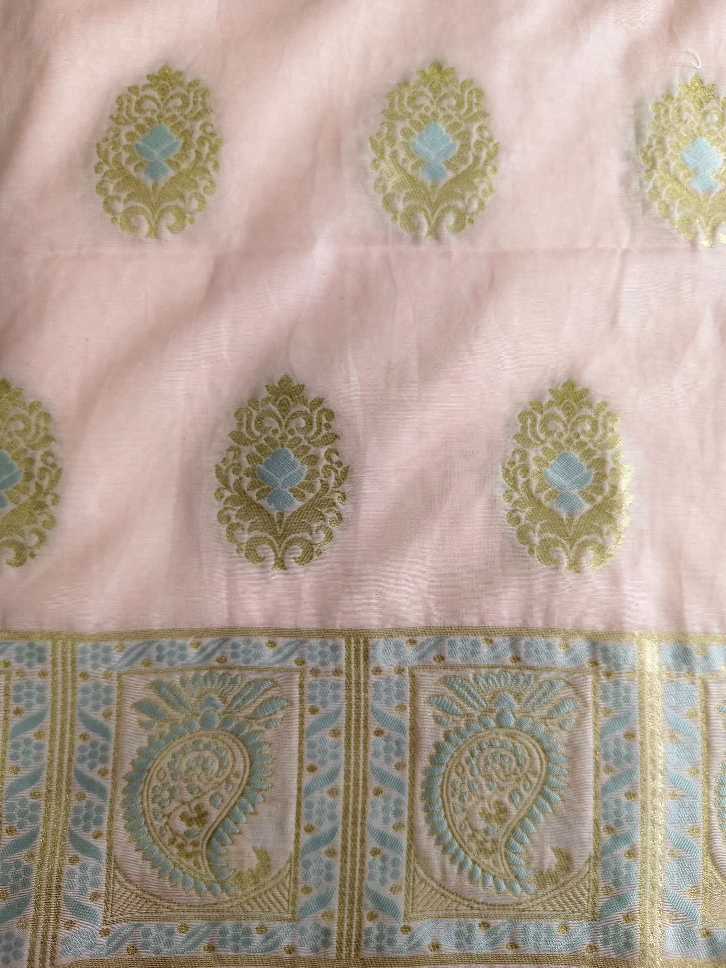 Pink Banarasi Pure Cotton Suit Set