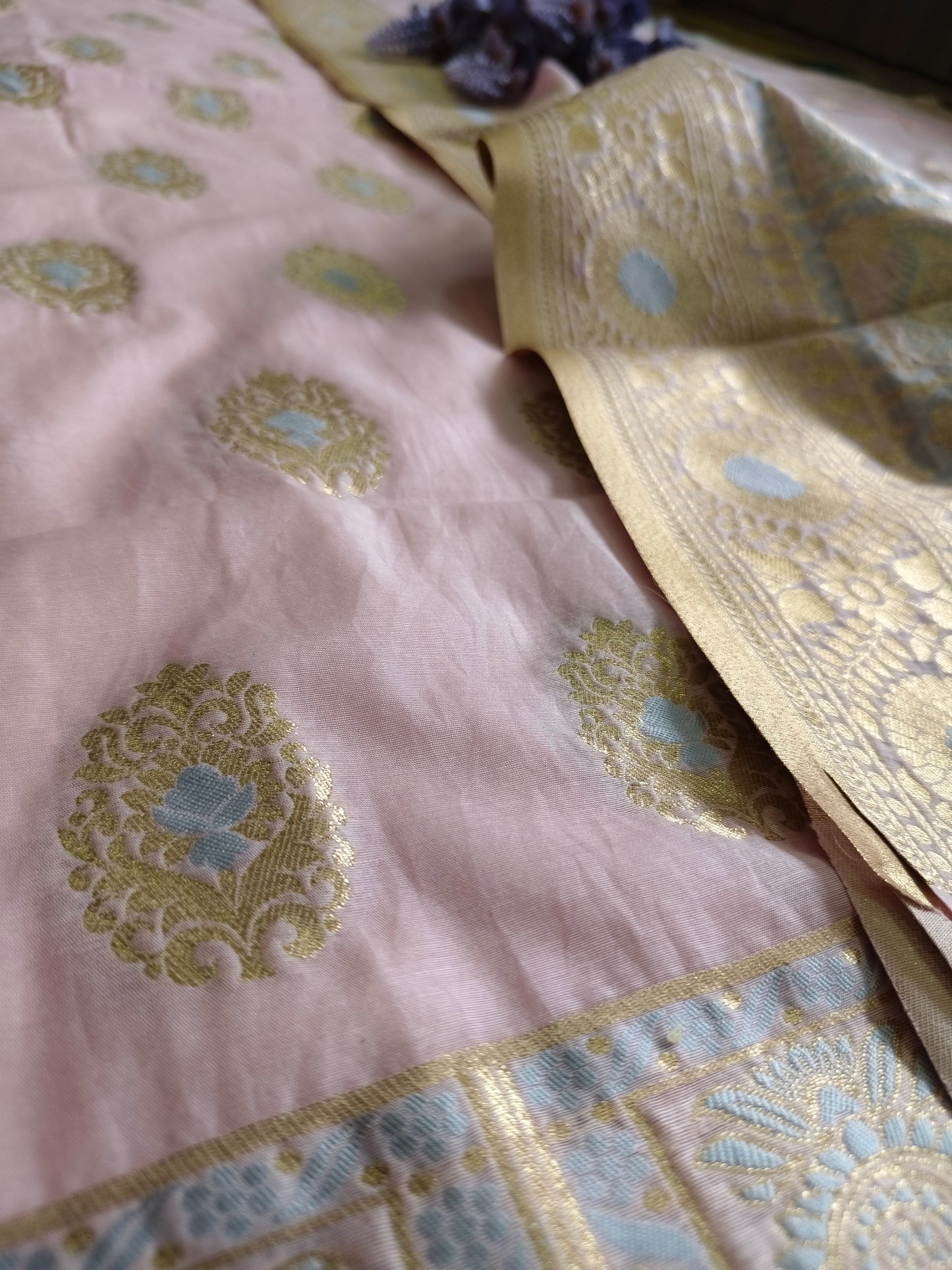 Pink Banarasi Pure Cotton Suit Set