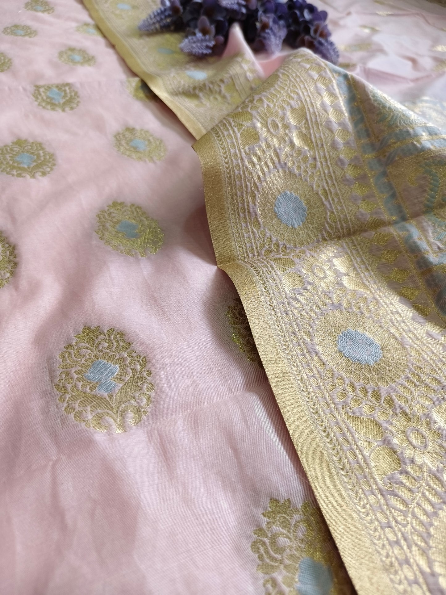 Pink Banarasi Pure Cotton Suit Set