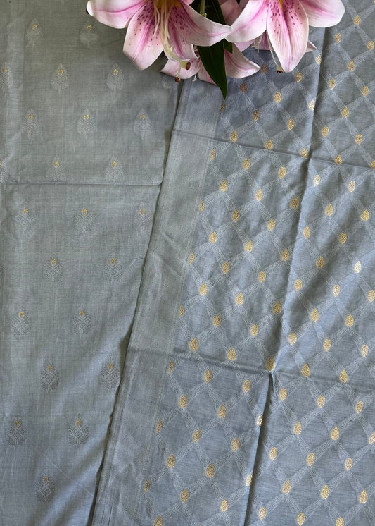 Grey Banarasi Cotton Suit Set