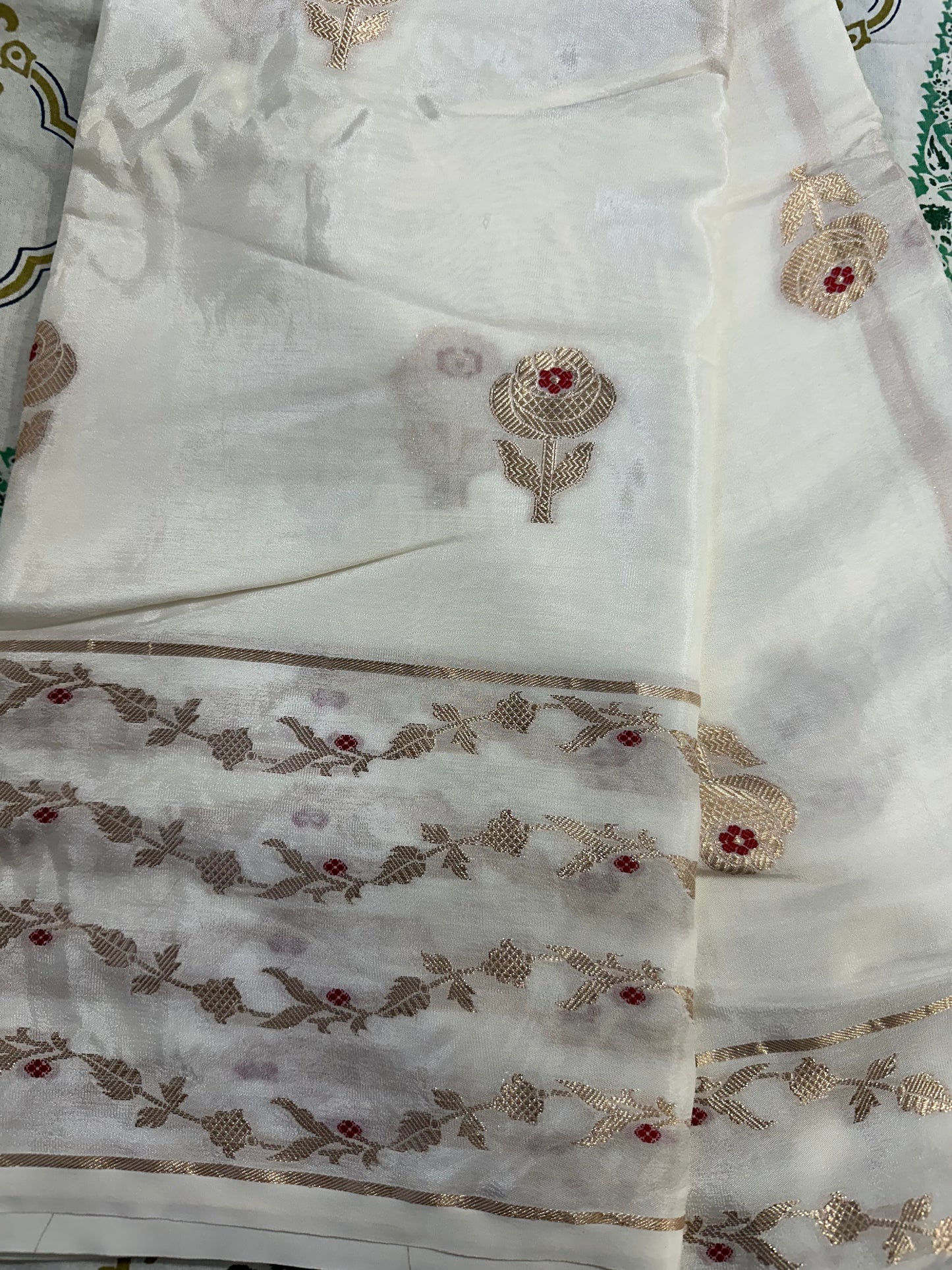 White Zari Saree