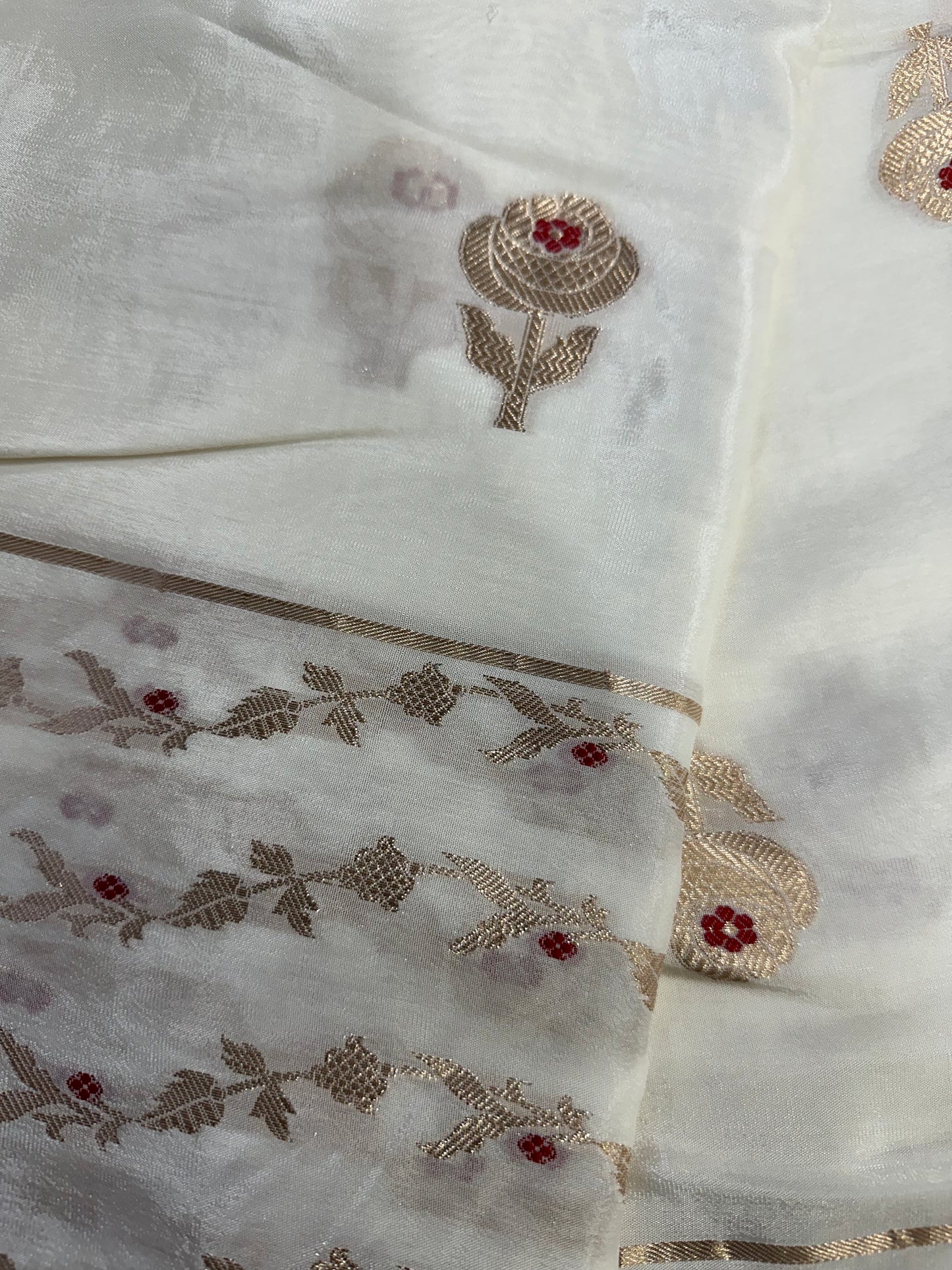 White Zari Saree