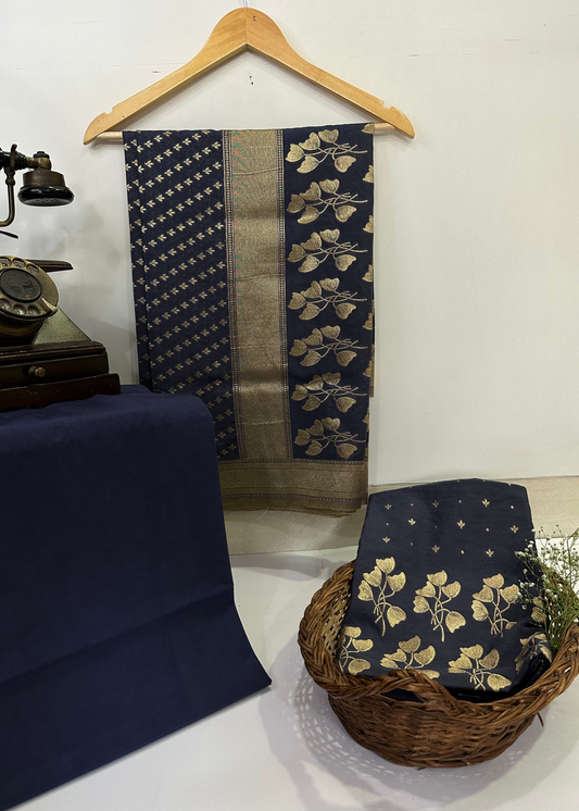 Blue Banarasi Cotton Suit Set