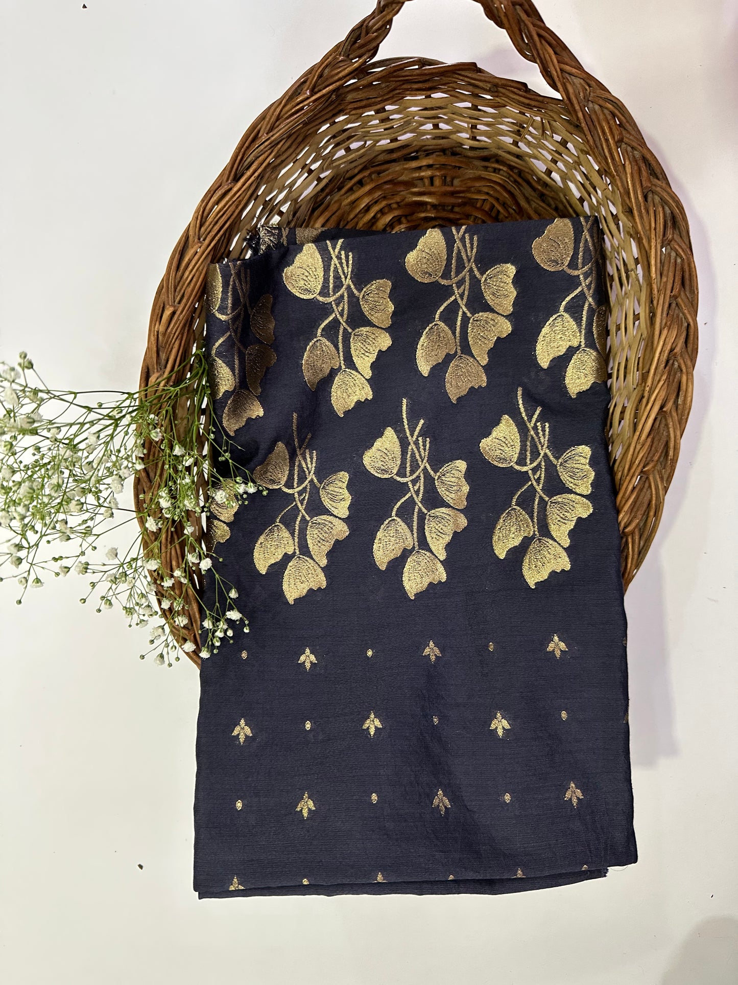 BANARASI COTTON SUIT SET- NAVY GRAY