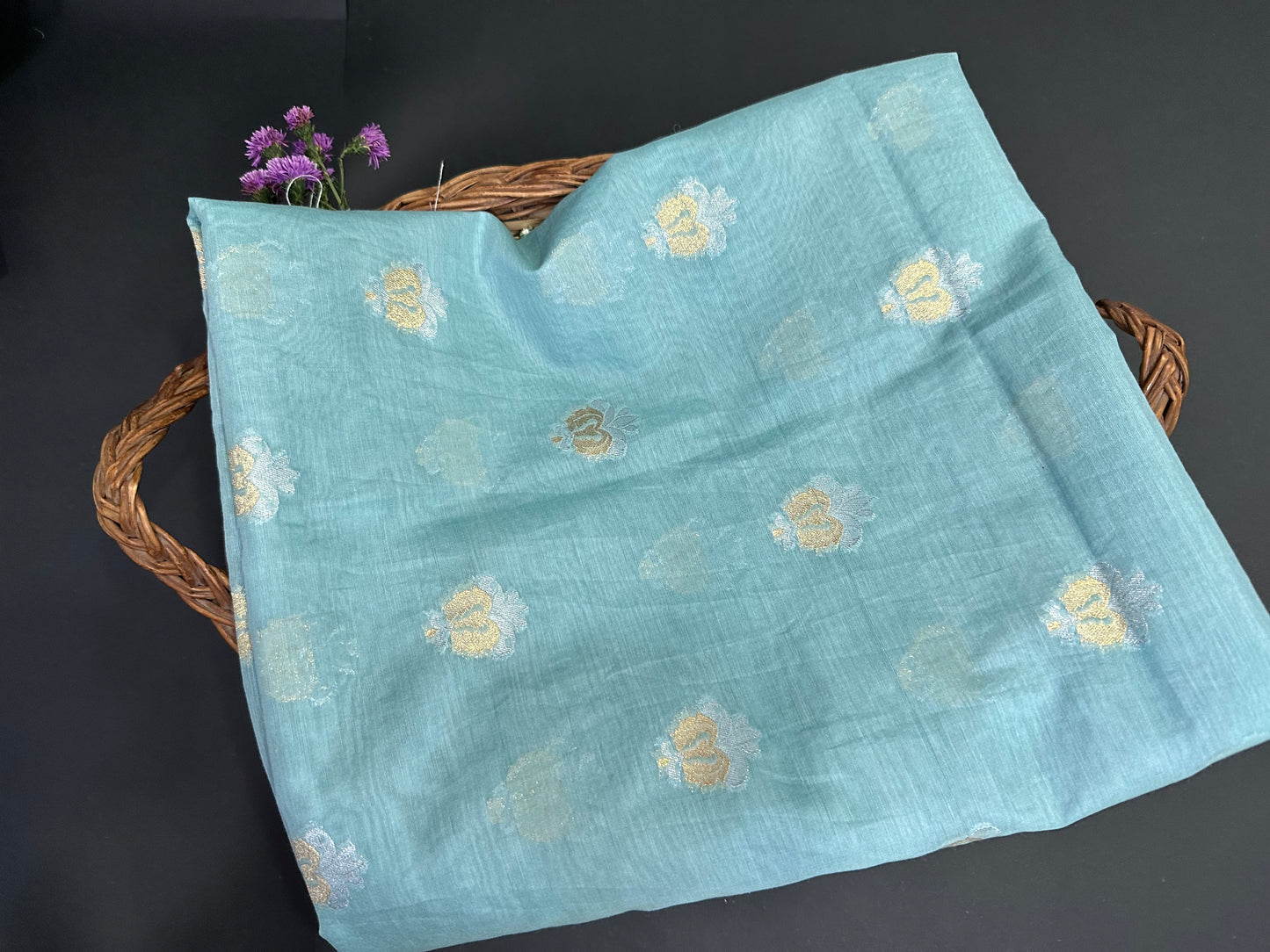 BANARASI COTTON SUIT SET- LIGHT BLUE