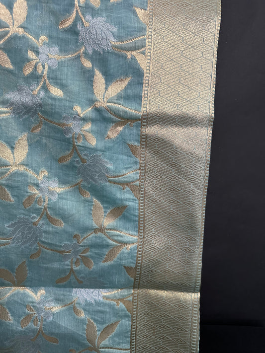 BANARASI COTTON SUIT SET- LIGHT BLUE