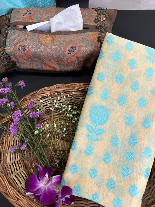 BANARASI COTTON SUIT SET- BLUE