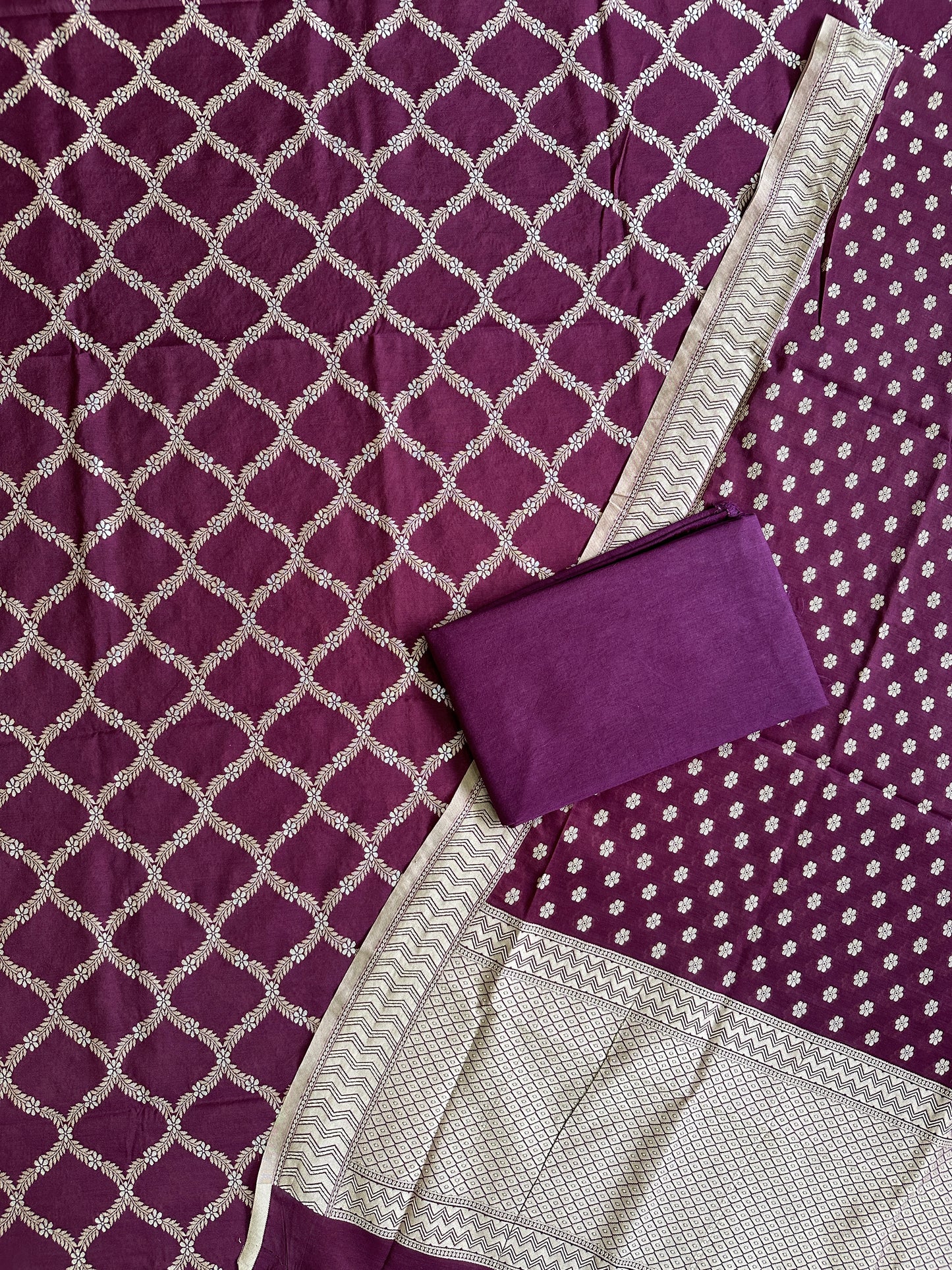 Purple Banarasi Cotton Suit