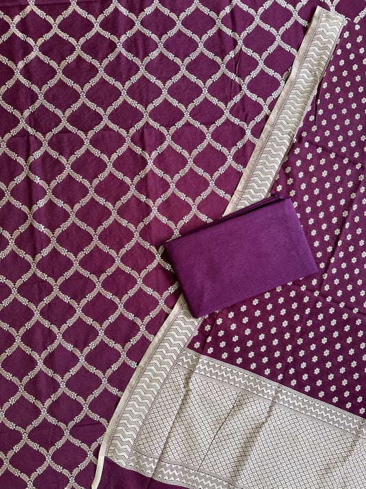 Purple Banarasi Cotton Suit