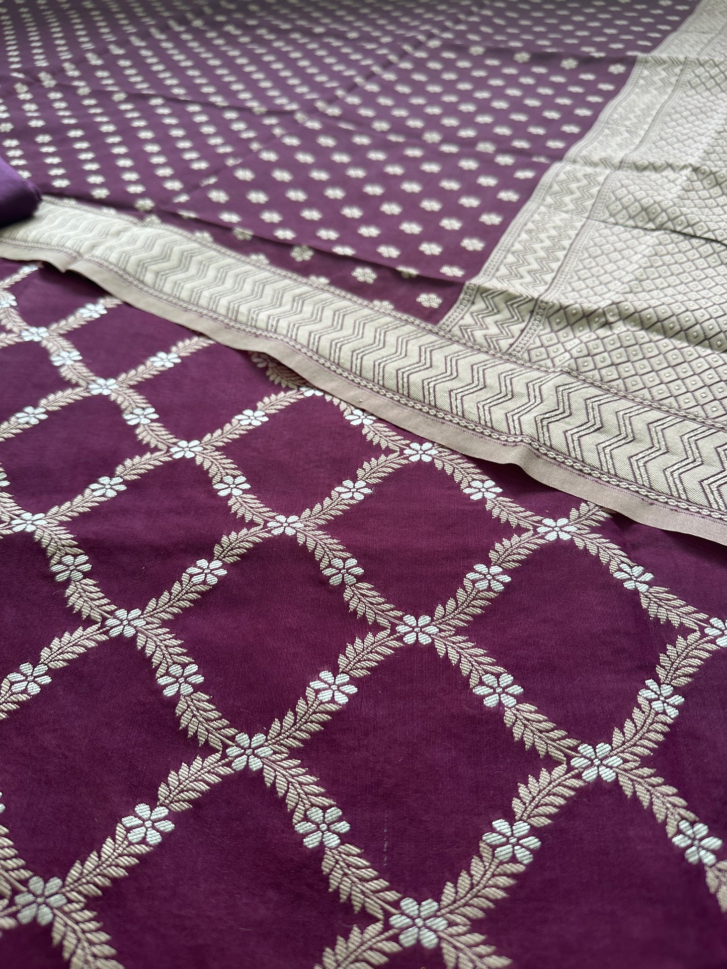 Purple Banarasi Cotton Suit