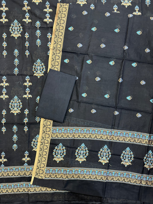Black Banarasi Cotton Suit Set