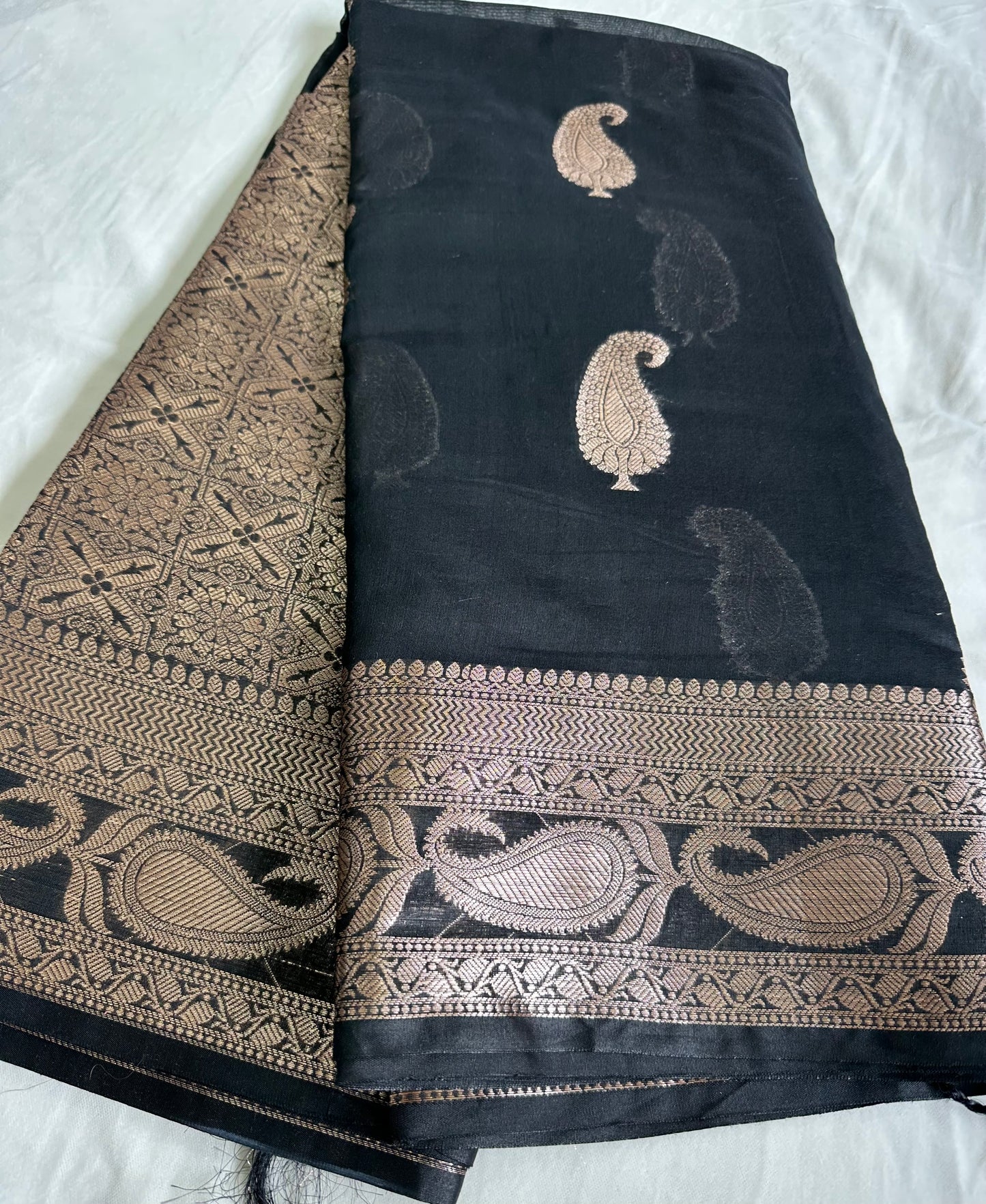 Black Cotton Silk Saree