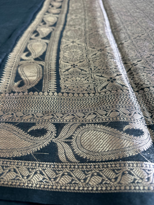 Black Cotton Silk Saree