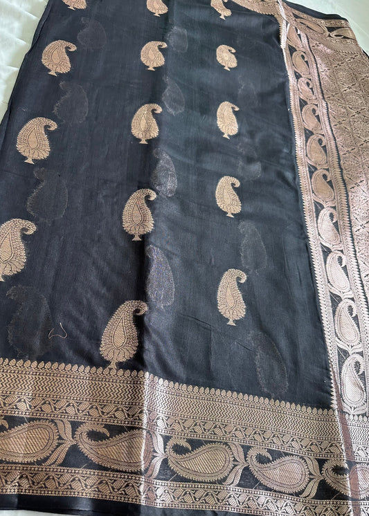 Black Cotton Silk Saree