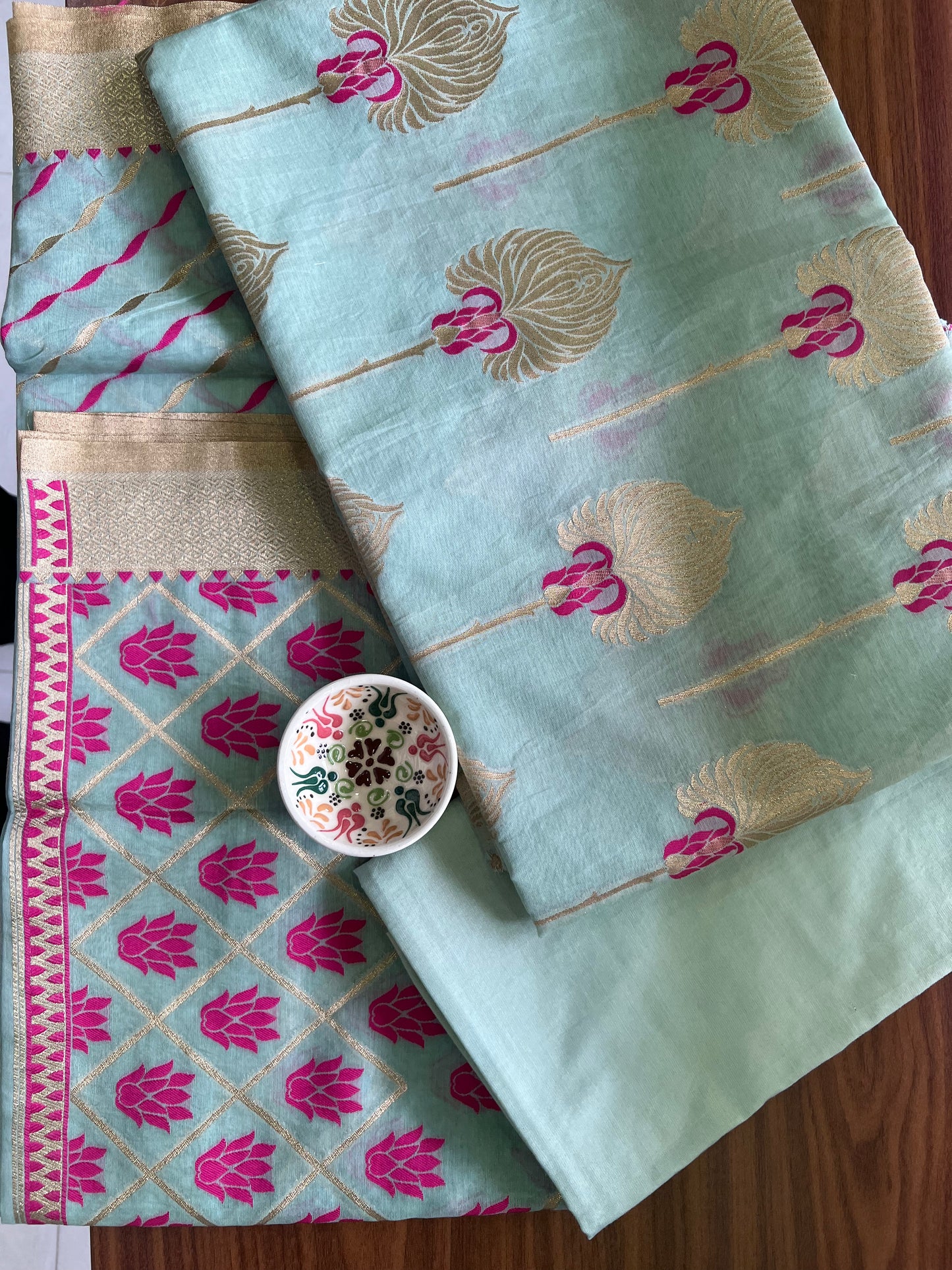 BANARASI COTTON SUIT SET- SKY BLUE