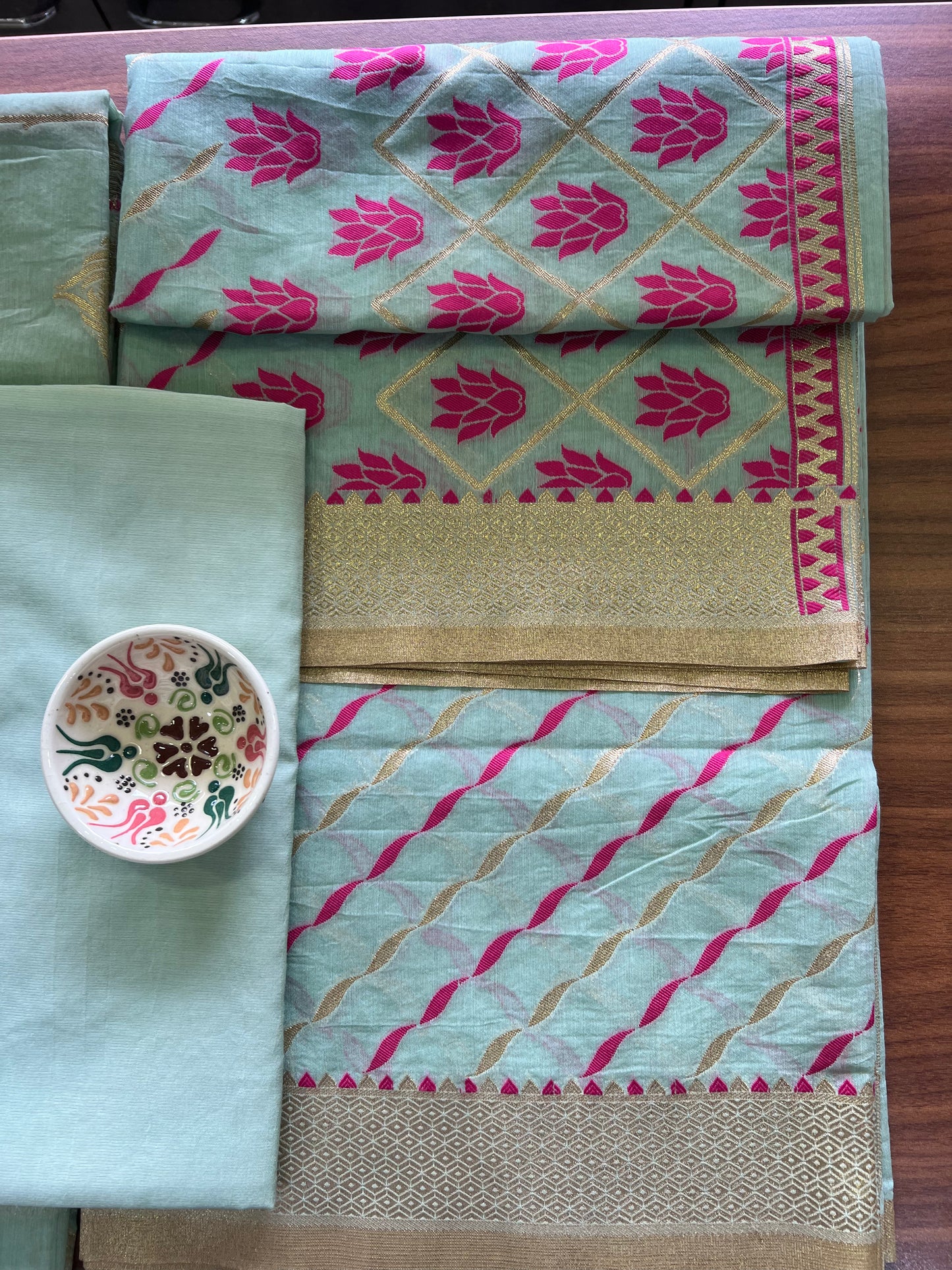 BANARASI COTTON SUIT SET- SKY BLUE