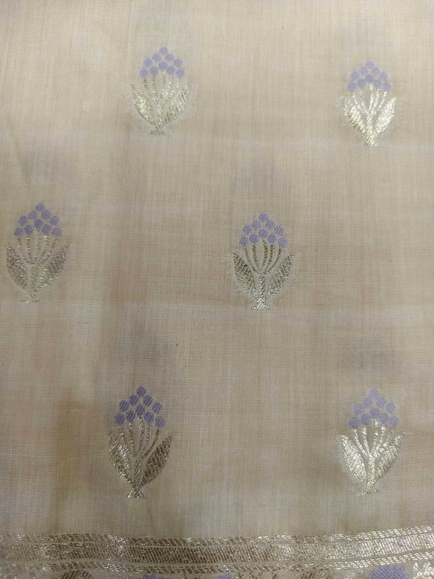 Beige Pure Cotton Banarasi Suit Set