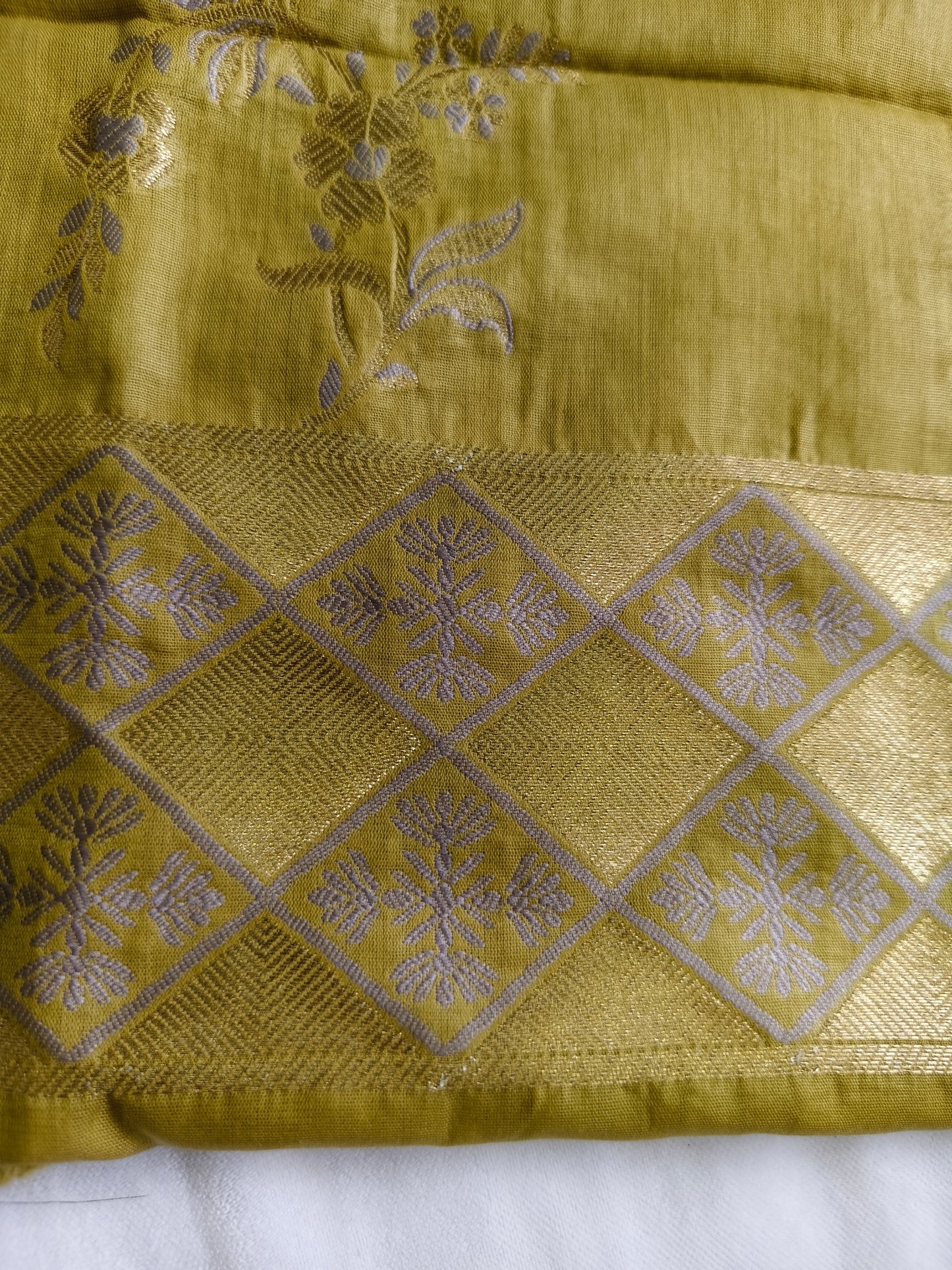 Olive Green Pure Cotton Banarasi Suit Set