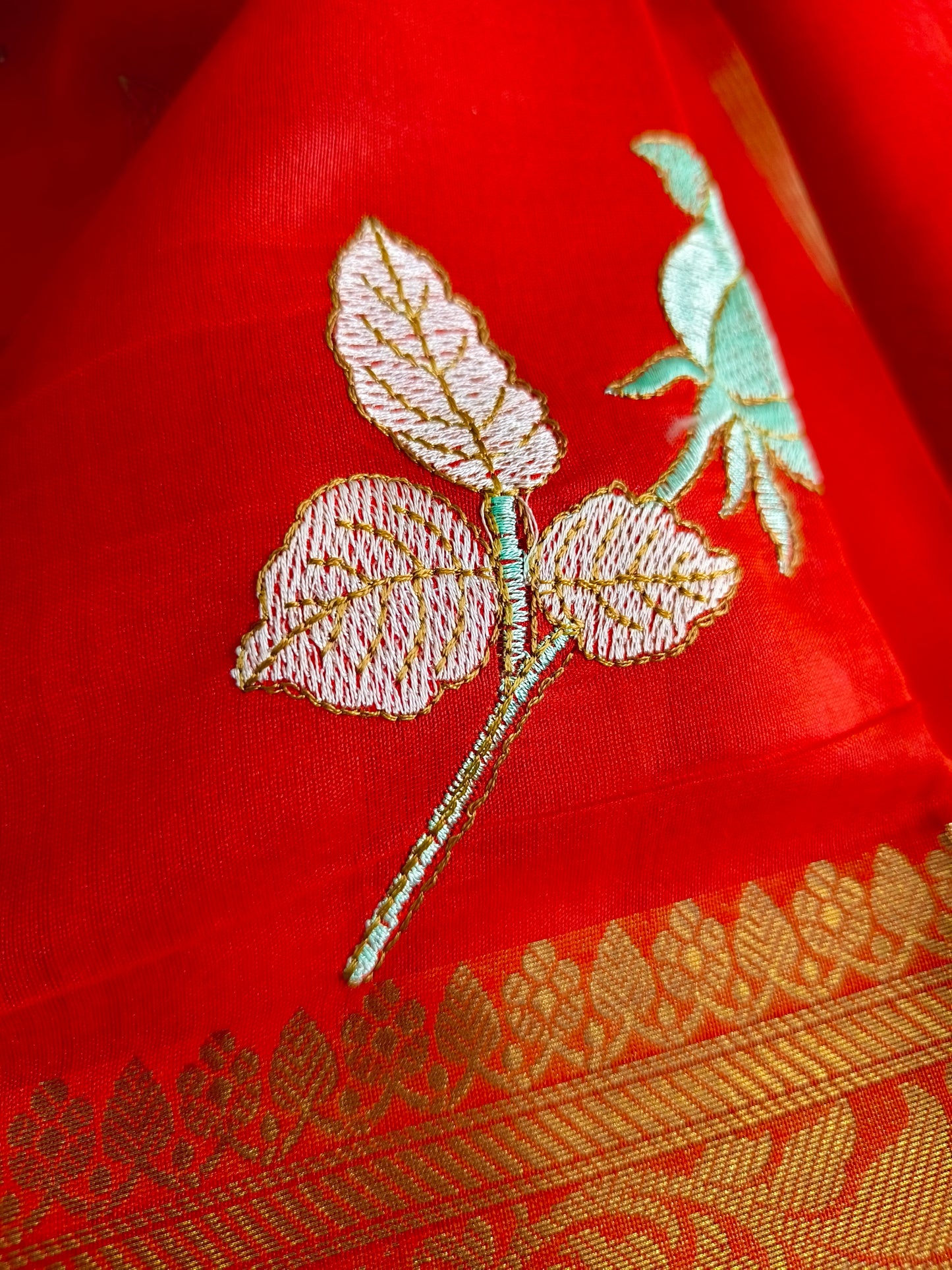 Red Silk Embroidery Saree