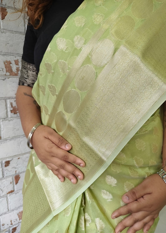 Green Georgette Banarasi Saree