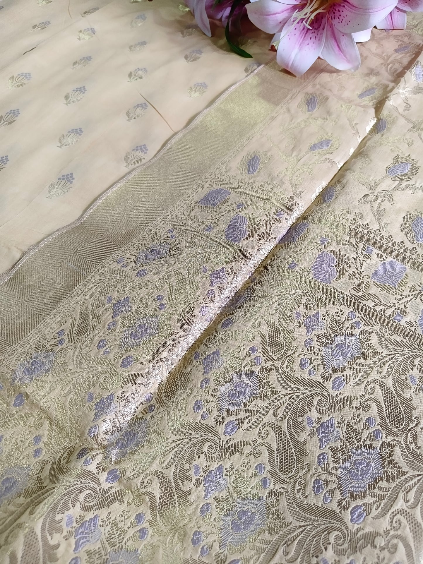 Beige Pure Cotton Banarasi Suit Set