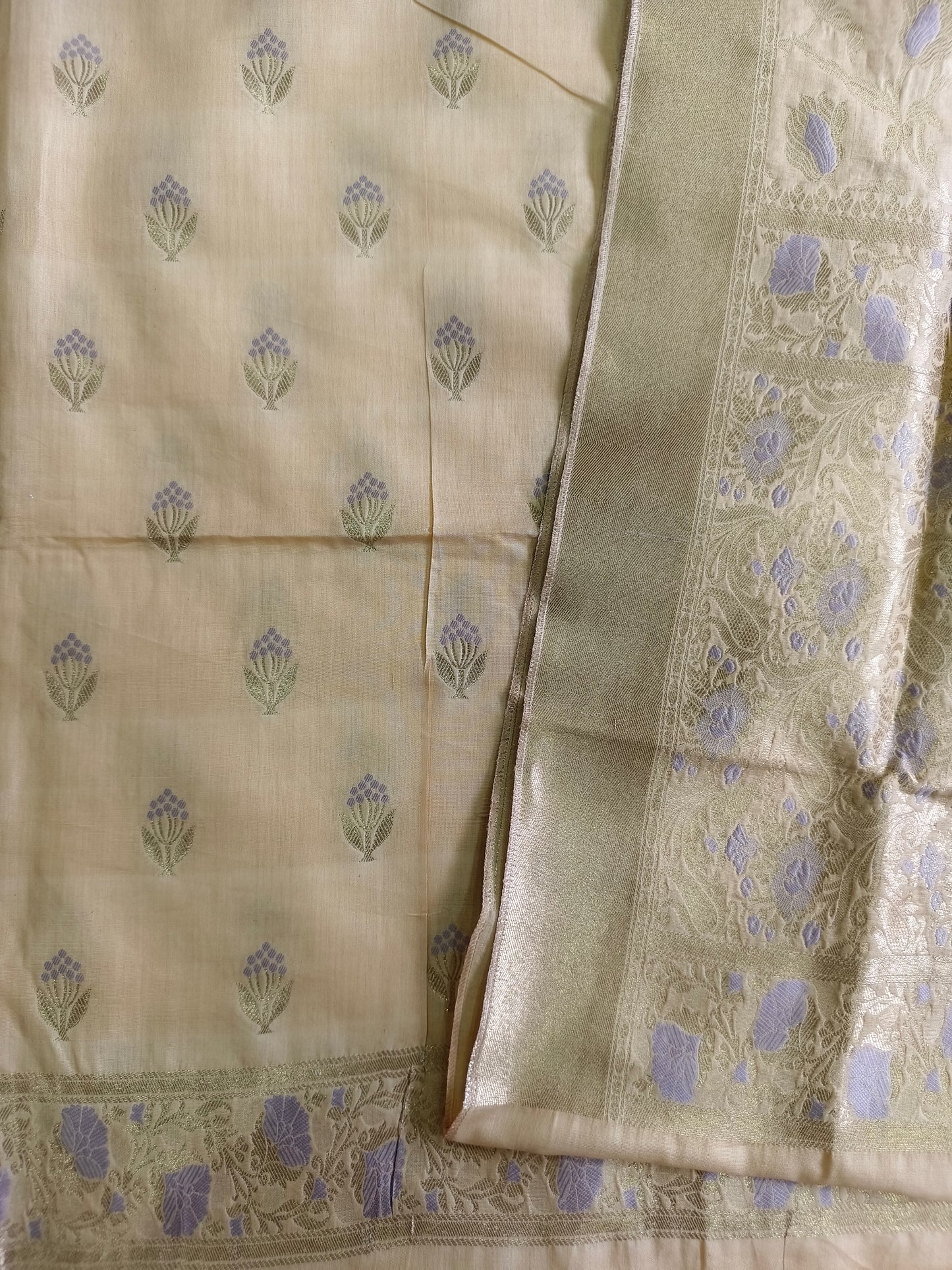 Beige Pure Cotton Banarasi Suit Set
