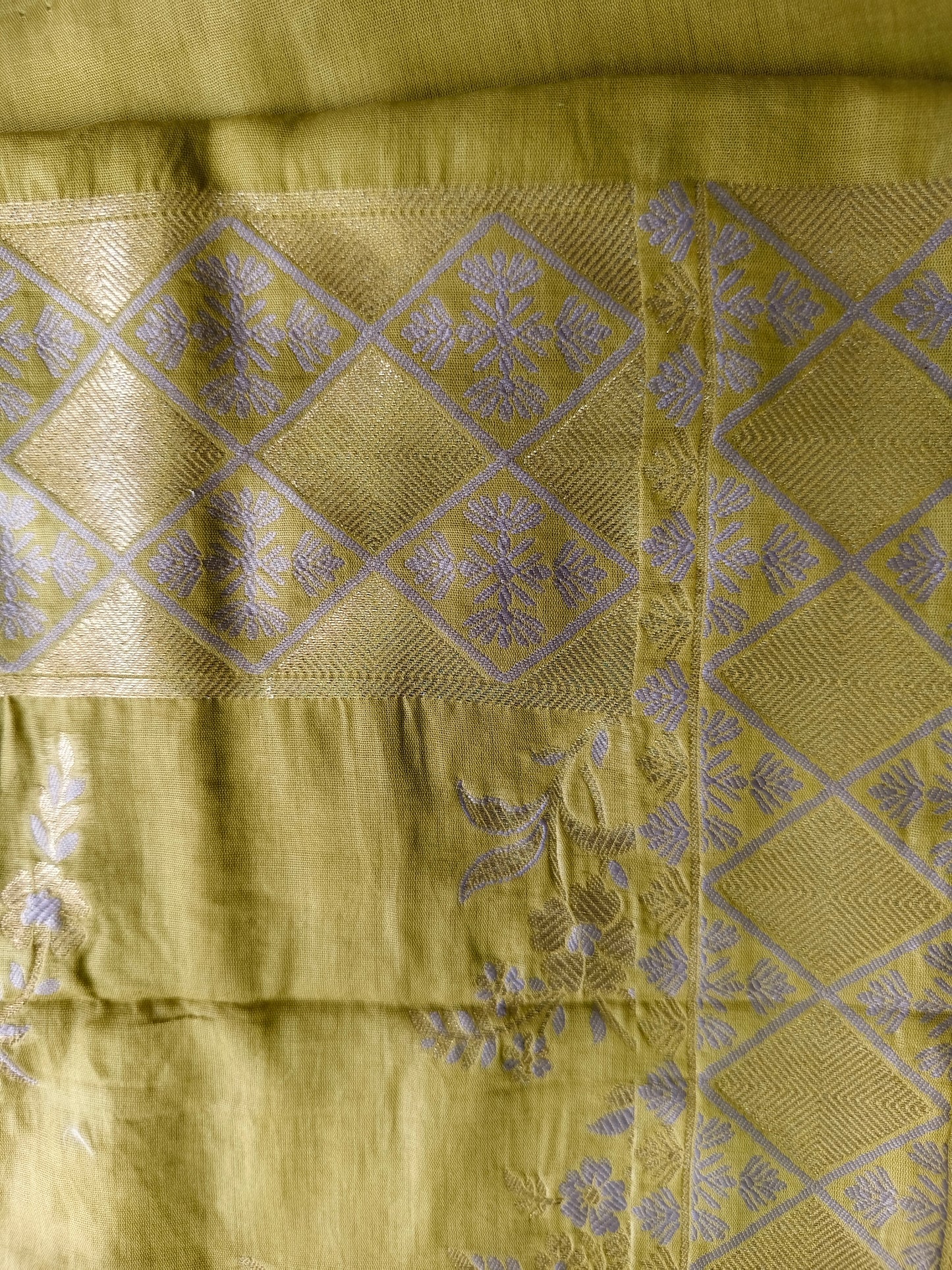 Olive Green Pure Cotton Banarasi Suit Set