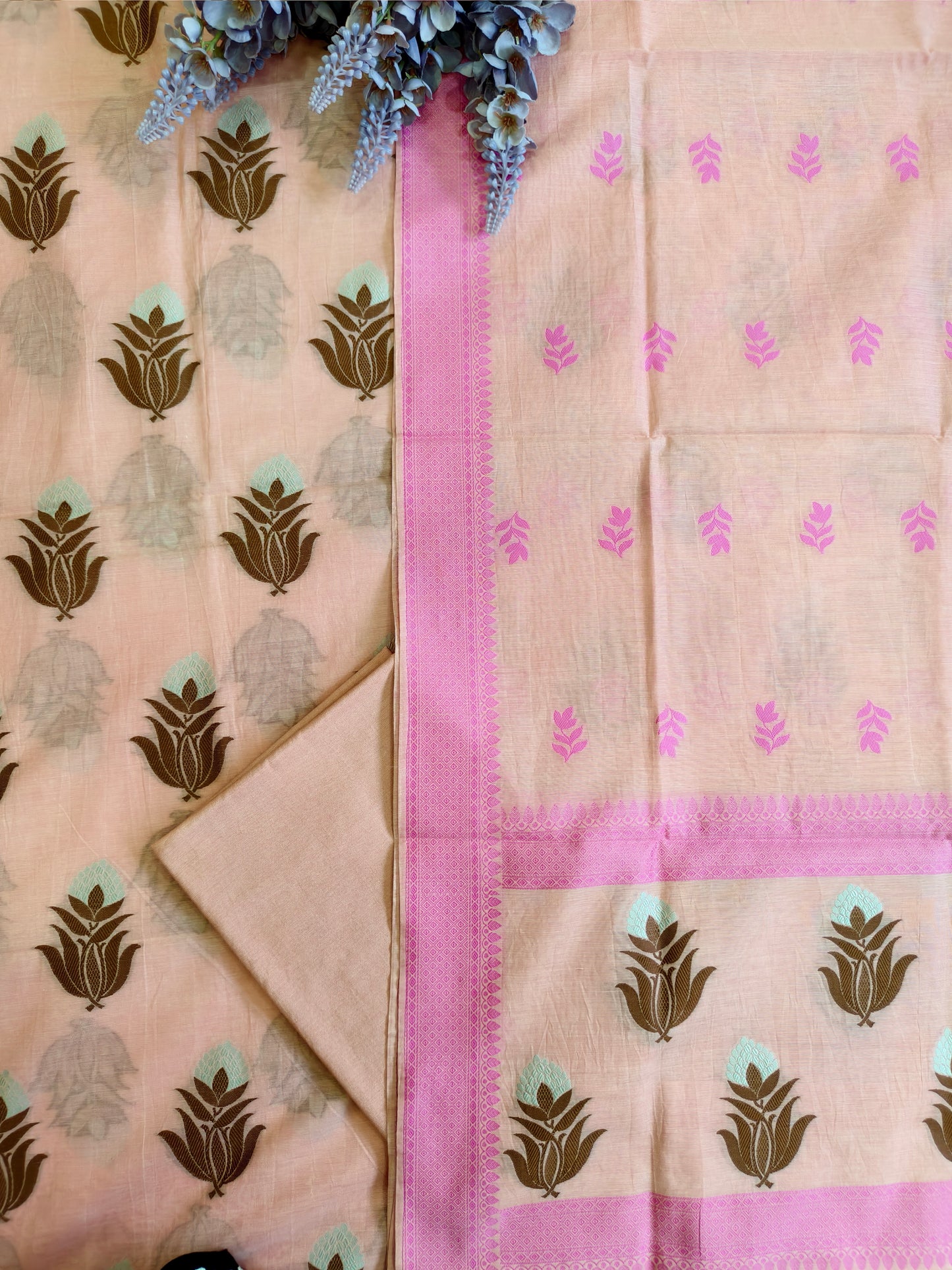 Pink Banarasi Cotton Suit Set