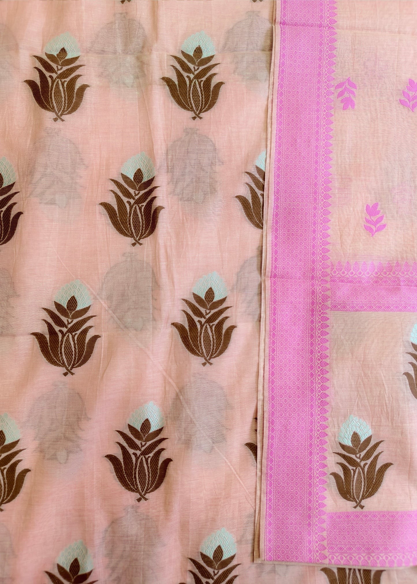 Pink Banarasi Cotton Suit Set
